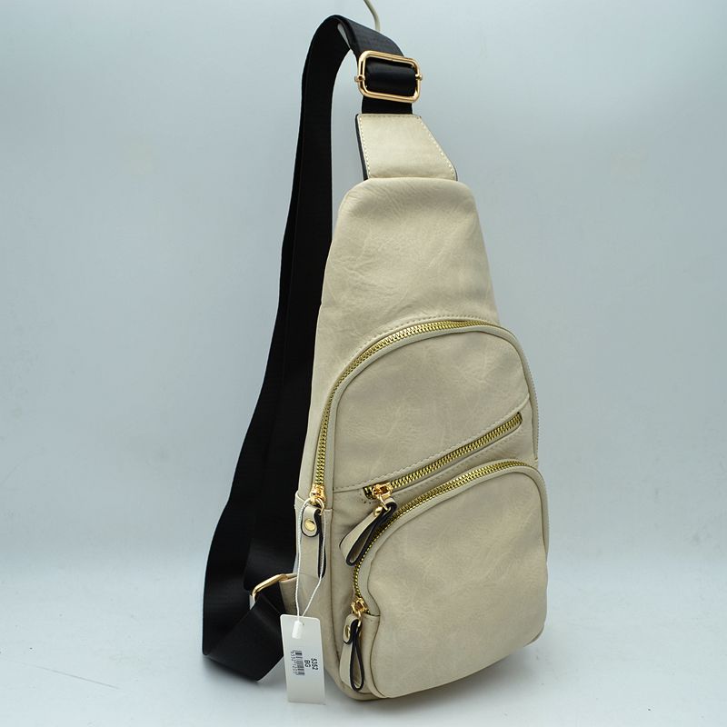 Multi-Zipper Crossbody Sling Bag with Adjustable Strap