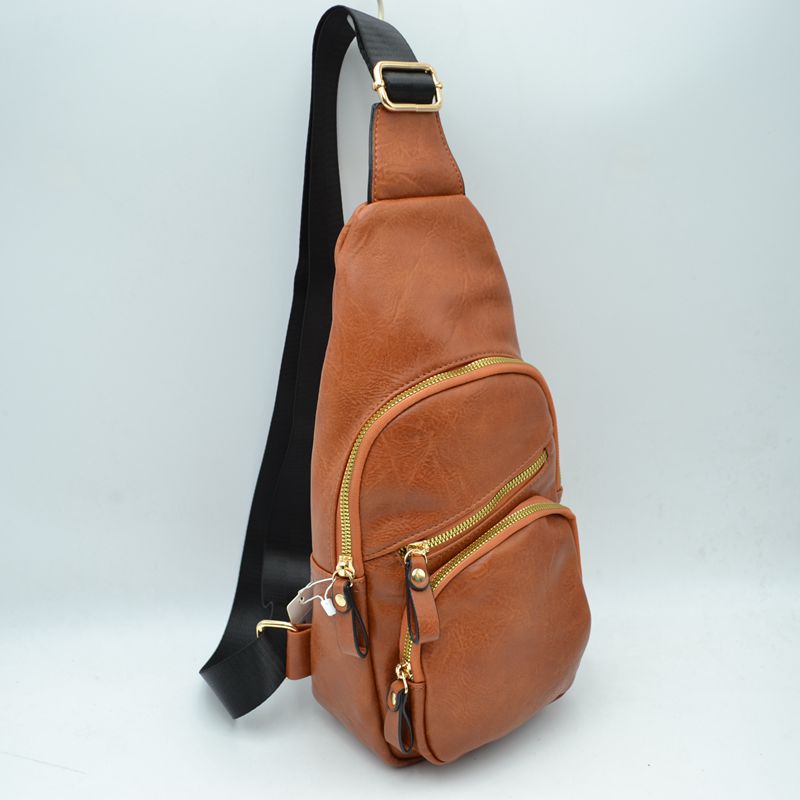 Multi-Zipper Crossbody Sling Bag with Adjustable Strap