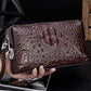 Men's Crocodile Leather Clutch Large Capacity Combination Lock