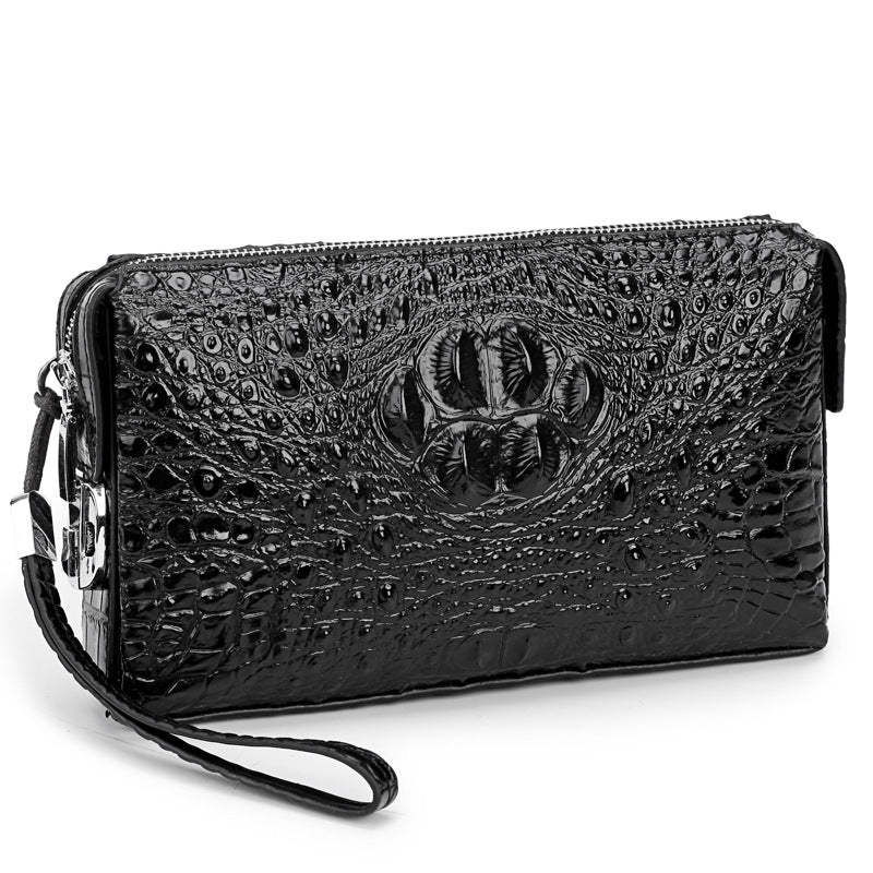Men's Crocodile Leather Clutch Large Capacity Combination Lock