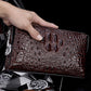 Men's Crocodile Leather Clutch Large Capacity Combination Lock