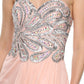 CLEARANCE - Juliet 548 Beaded Bodice Long Strapless Thigh Slit Formal Gown