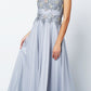 Juliet 552 Long Jewel Neckline Studded Bodice A-Line Gown