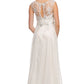 Juliet 552 Long Jewel Neckline Studded Bodice A-Line Gown