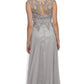 Juliet 552 Long Jewel Neckline Studded Bodice A-Line Gown