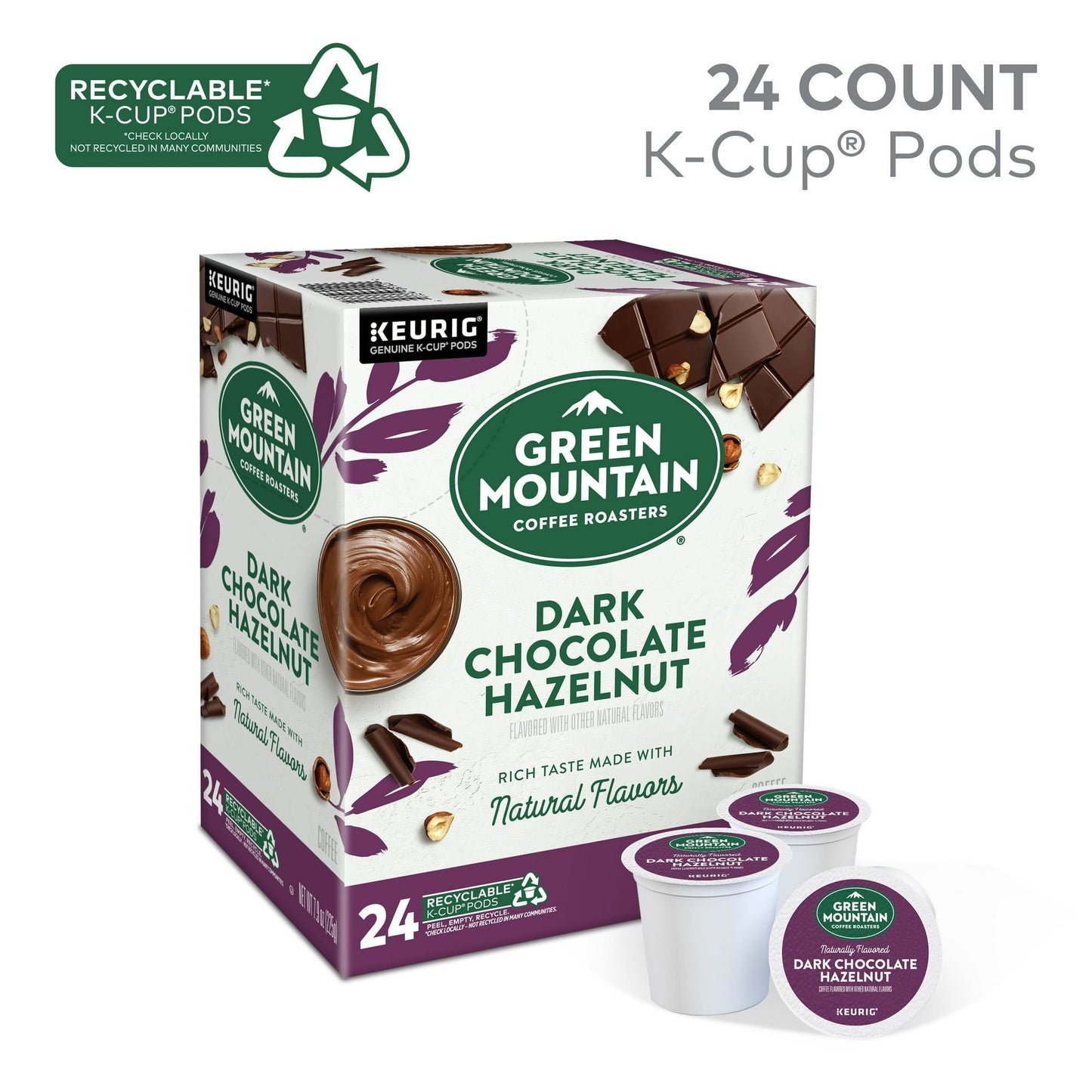 Café Green Mountain Coffee Roasters Avellana Chocolate Oscuro, Cápsulas K-Cup de Una Sola Porción Keurig, 24 Unidades