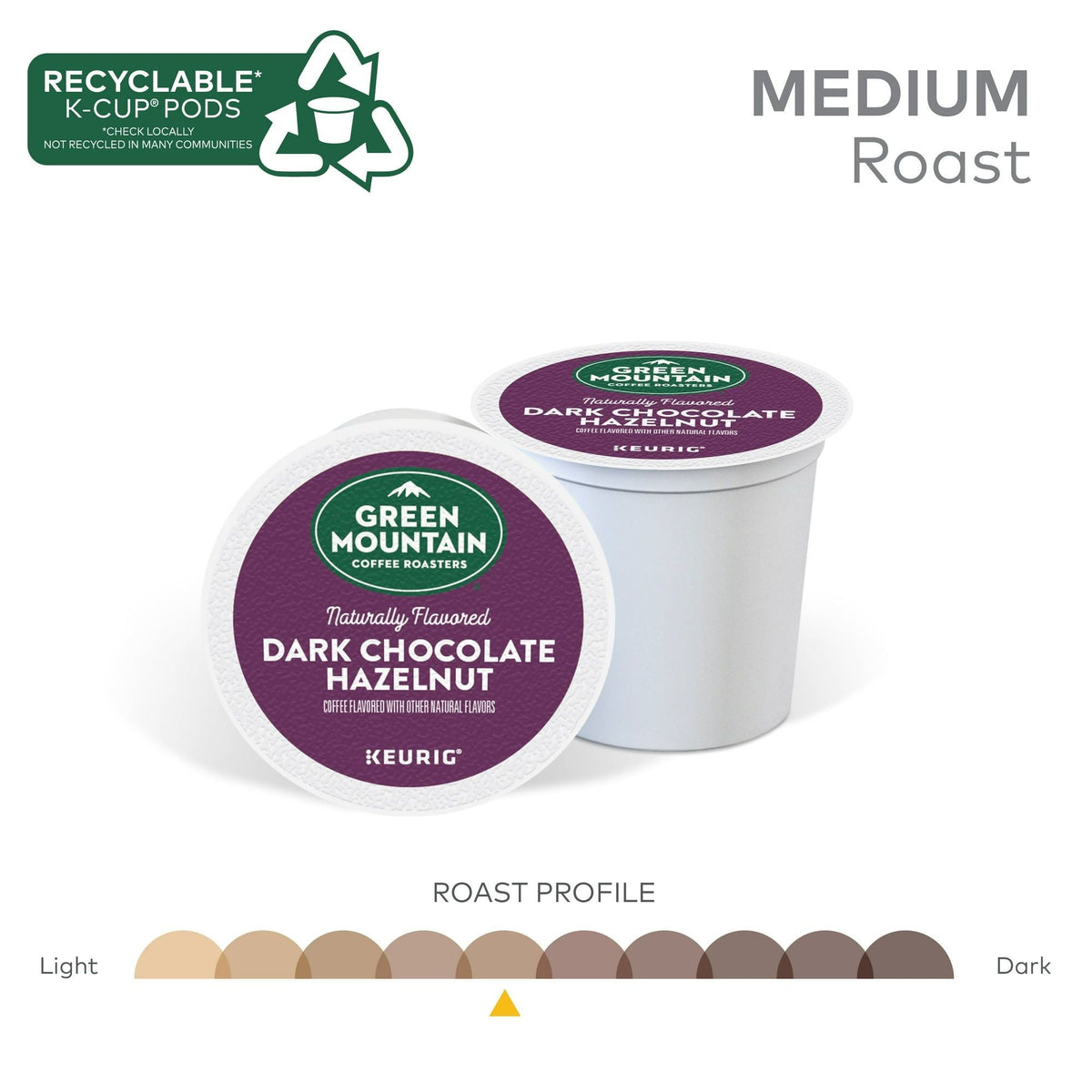 Café Green Mountain Coffee Roasters Avellana Chocolate Oscuro, Cápsulas K-Cup de Una Sola Porción Keurig, 24 Unidades