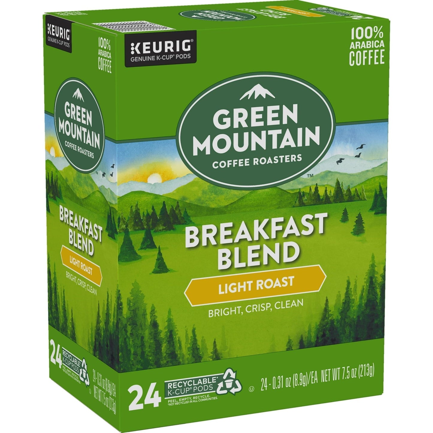 Green Mountain Coffee Breakfast Blend K-Cup Pods, Tostado Ligero, 24 unidades para cafeteras Keurig