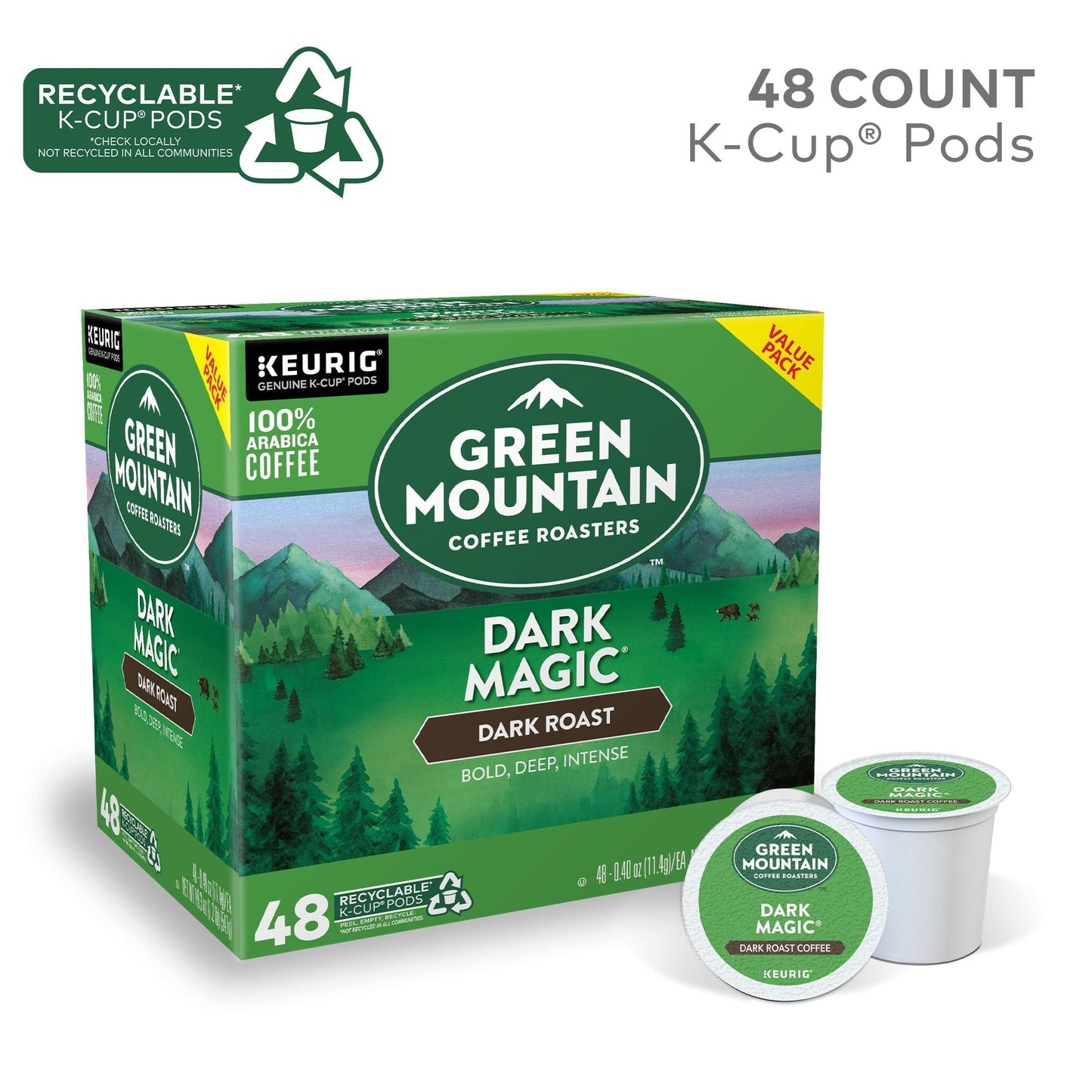 Cápsulas K-Cup de café tostado oscuro Green Mountain Coffee Roasters Dark Magic Keurig de una sola porción, 48 unidades