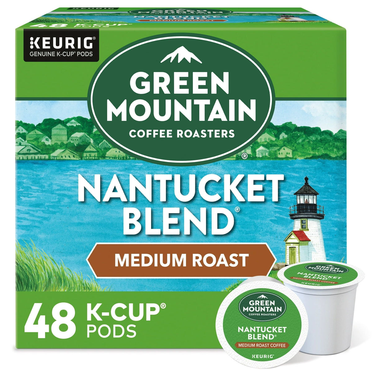Cápsulas de café Keurig K-Cup de una sola porción Green Mountain Coffee Roasters Nantucket Blend, tostado medio, 48 unidades