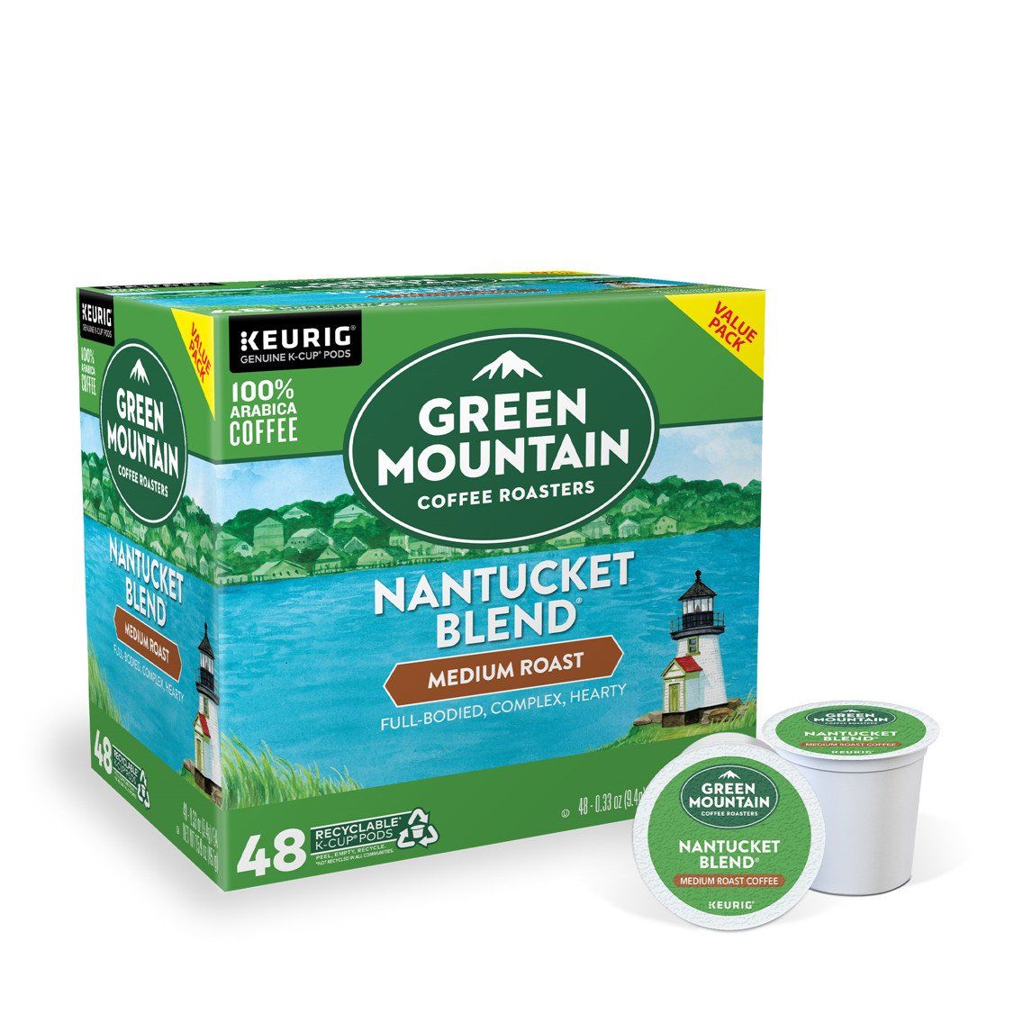 Cápsulas de café Keurig K-Cup de una sola porción Green Mountain Coffee Roasters Nantucket Blend, tostado medio, 48 unidades
