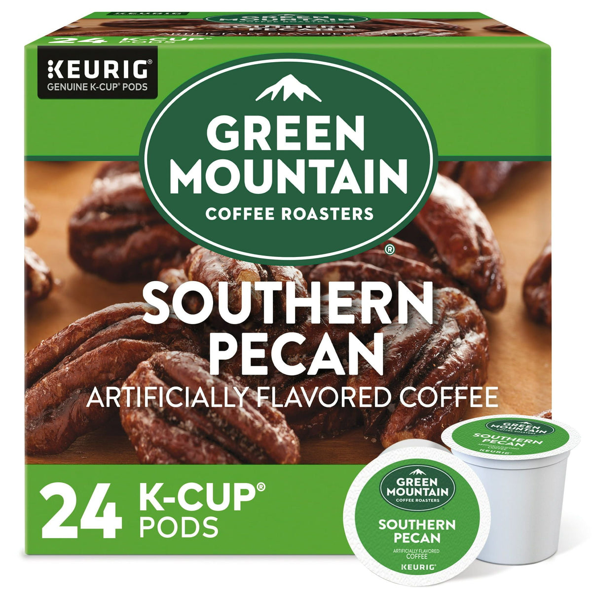 Cápsulas K-Cup con sabor a nuez sureña de Green Mountain Coffee, tostado ligero, 24 unidades para cafeteras Keurig