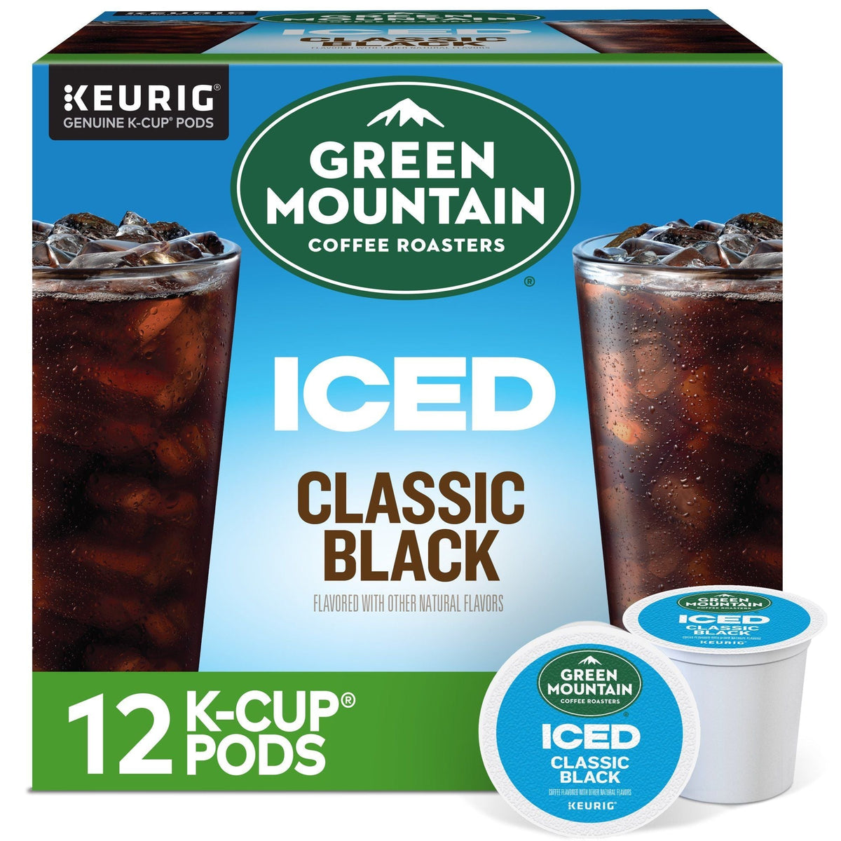 Green Mountain Coffee Roasters, Café helado K-Cup Classic Black, 12 unidades