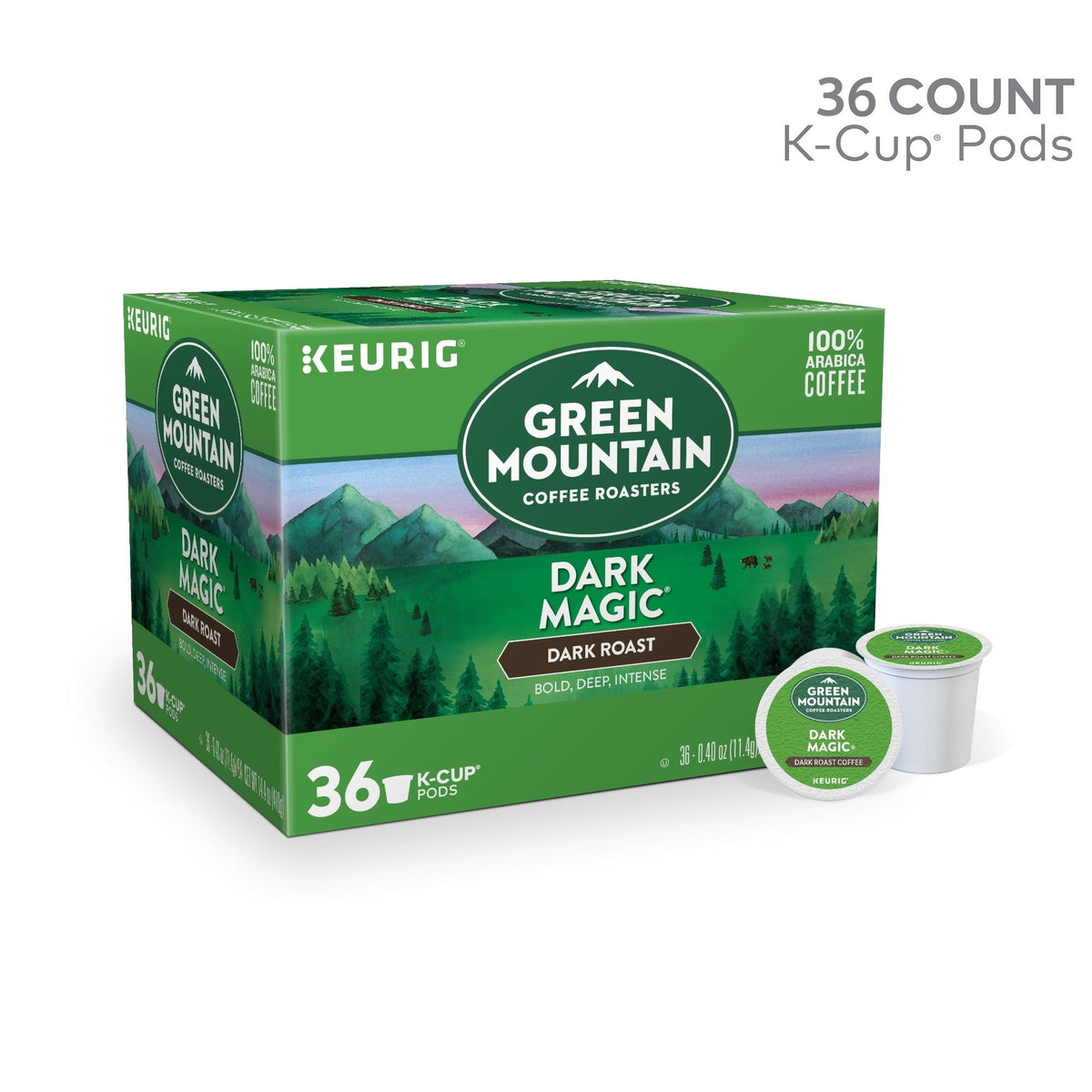 Green Mountain Coffee Dark Magic Keurig Cápsulas K-Cup de una sola porción, Café de Tostado Oscuro, 36 unidades
