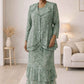 LIQUIDACIÓN - Conjunto de 3 piezas modesto Hosanna 5616, vestido rosa de encaje hasta el tobillo (talla XL)