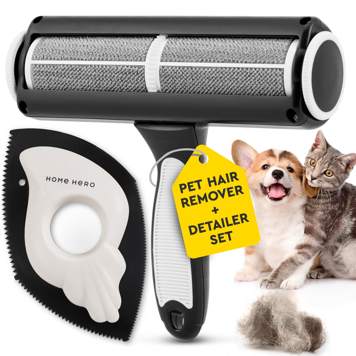 Quitapelos para sofá – Rodillo quitapelusas reutilizable – Artículos esenciales para mascotas – Productos para perros – Quitapelos para sofá – Quitapelos para coche (2 unidades)