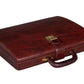 Executive Men's Leather Attache Briefcase Brown/Cherry Red