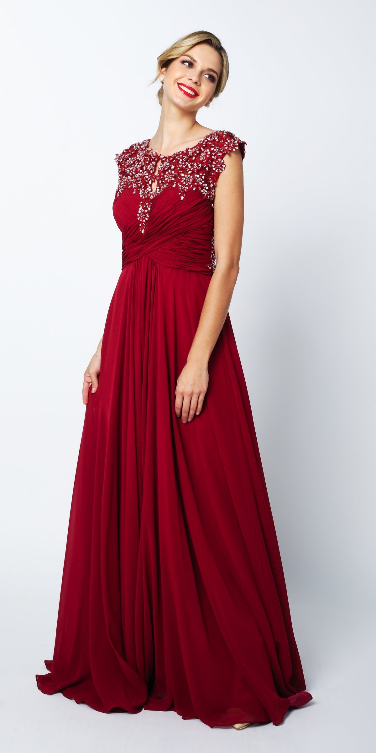 REBAJAS - Vestido de Corte A Juliet 585 con Manga Casquillo, Corte Imperio y Largo hasta el Tobillo (Talla M)