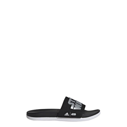adidas Adilette Comfort Star Wars (Toddler/Little Big Kid) Slide Sandal Black/Silver Metallic/White 1 US Unisex