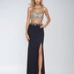 Juliet 595 Sexy Front Slit 2-Piece Dress Beads Illusion Neck