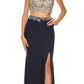 Juliet 595 Sexy Front Slit 2-Piece Dress Beads Illusion Neck