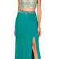 Juliet 595 Sexy Front Slit 2-Piece Dress Beads Illusion Neck