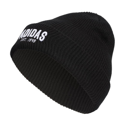 Gorro de punto/gorra con puños de acrílico de talla única para hombre adidas Foundation, ajuste estándar para invierno, negro/blanco/gris carbón