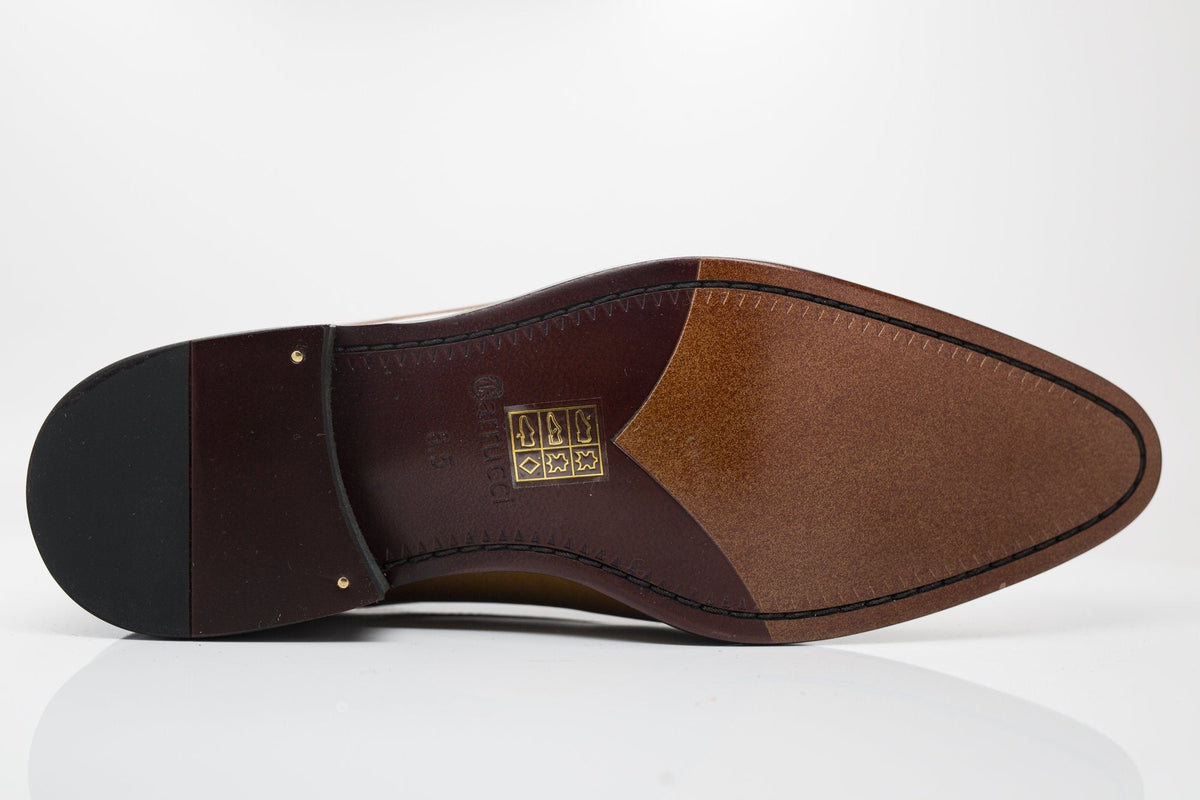 Carrucci Burnished Calfskin Oxford - Cognac