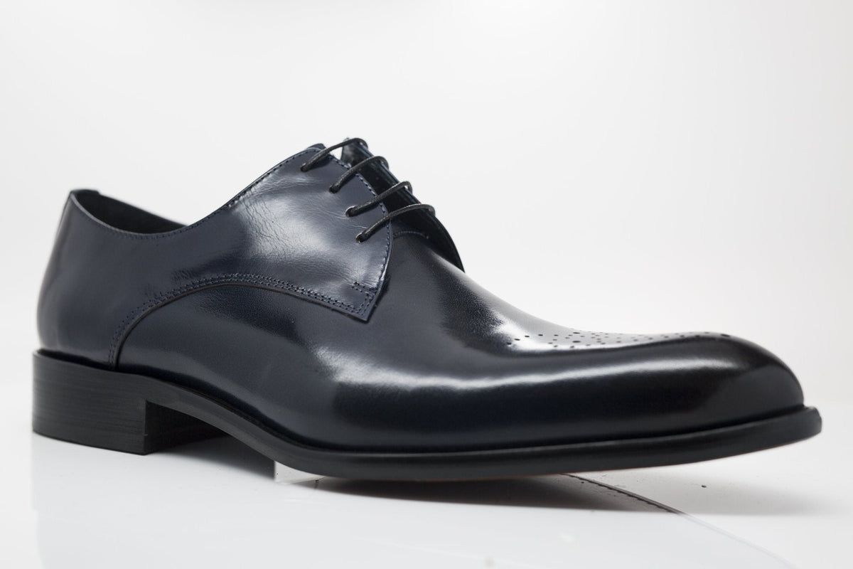 Carrucci Burnished Calfskin Oxford - Navy