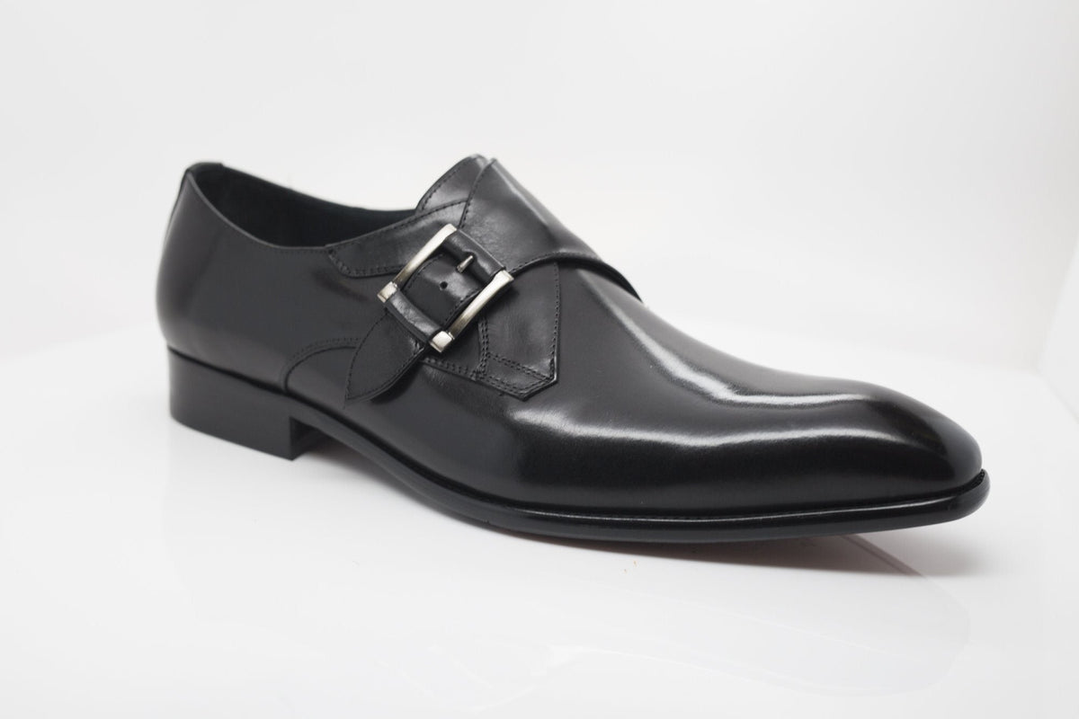 Carrucci Monkstrap Calfskin Shoes - Black