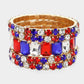 Women's 5PCS - Emerald Cut Round Stone Stretch Evening Bracelets 4th of July