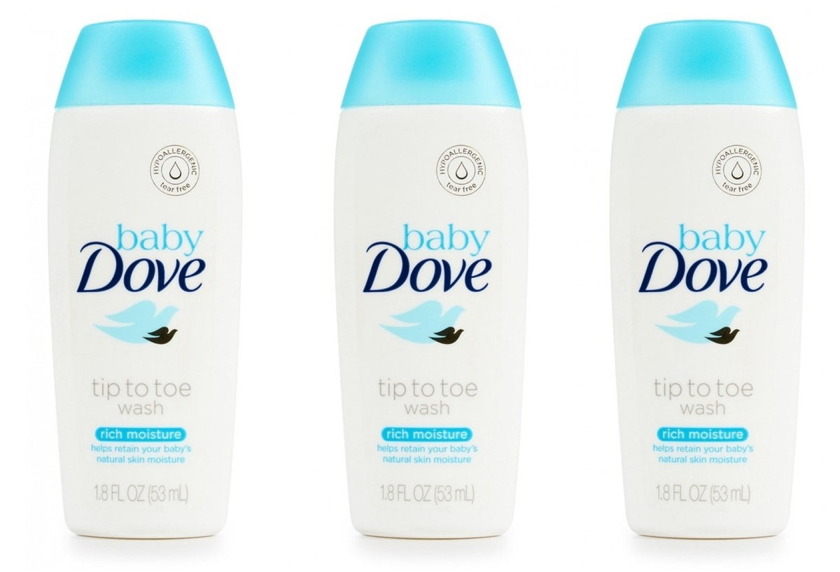 Gel de baño de la cabeza a los pies Baby Dove Sensitive Moisture, tamaño de viaje de 1.8 oz (paquete de 3)