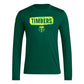 adidas Mens Long Sleeve Pre-Game T-Shirt Dark Green/Portland Timbers Large