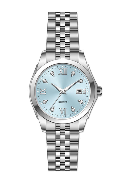 Reloj de pulsera BESTKANG para mujer, reloj de cuarzo de acero inoxidable, reloj luminoso resistente al agua, relojes de negocios para mujer (azul)