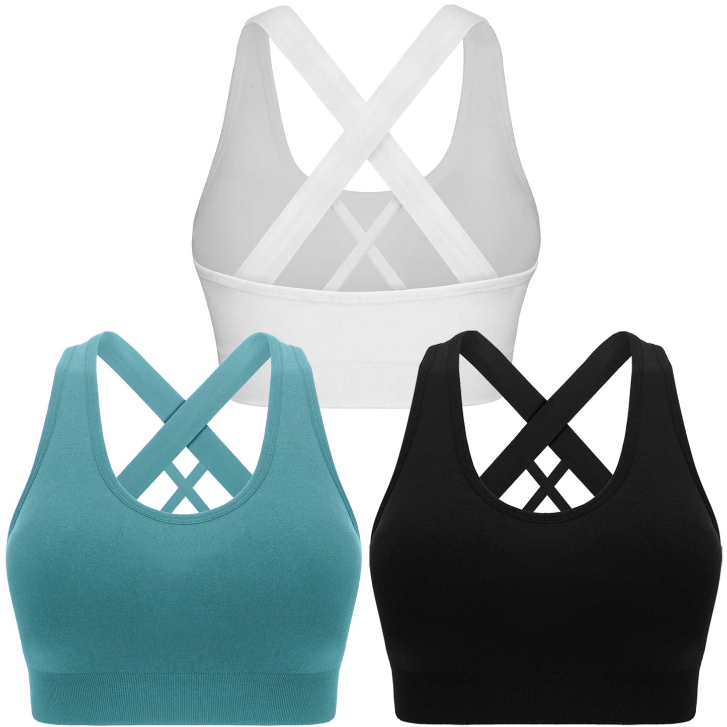 Sujetadores deportivos Double Couple para mujer, acolchados, de alto impacto, sin costuras, espalda cruzada, tops de entrenamiento, sujetador deportivo de gimnasio, talla L