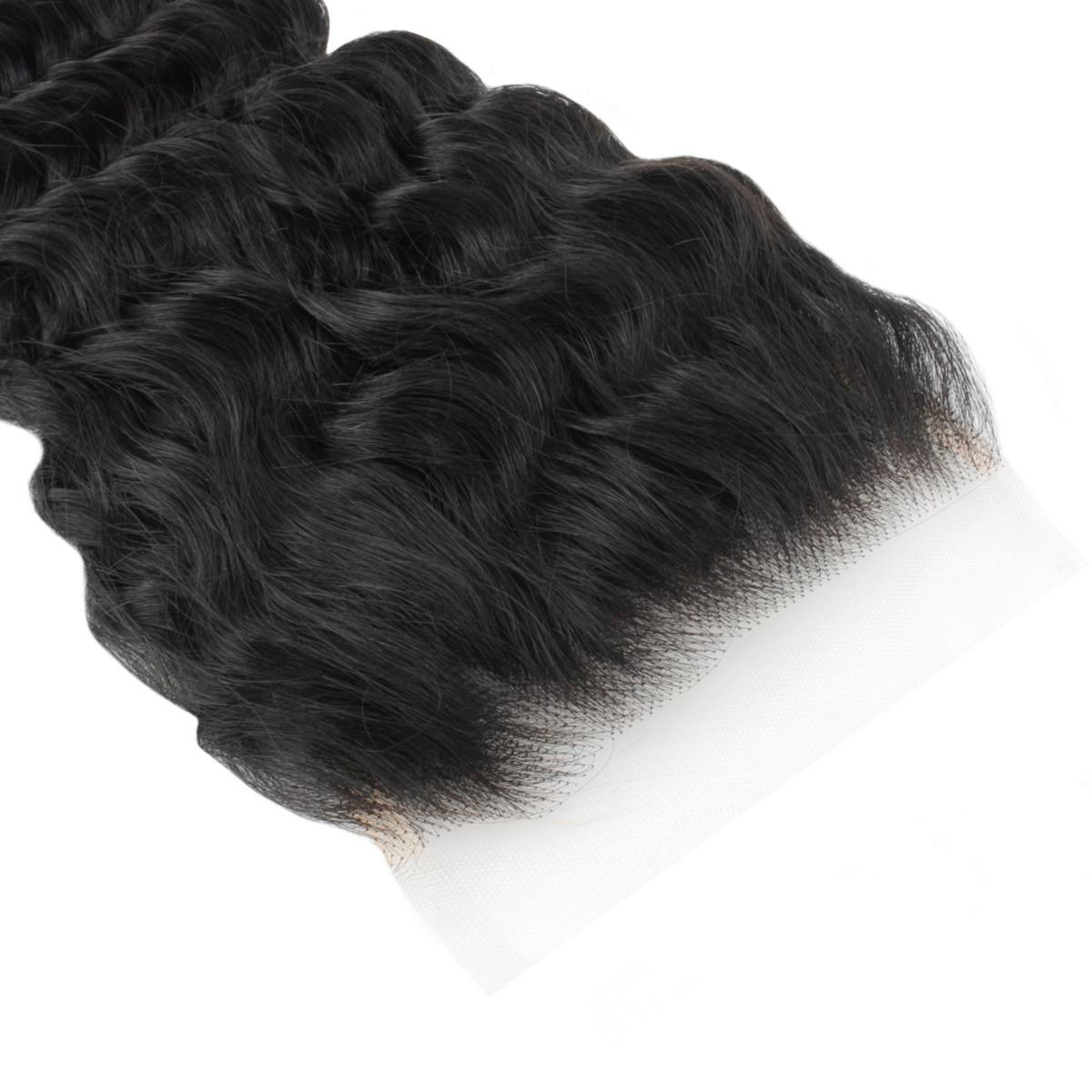 Cierre de cabello humano con encaje transparente Deep Wave 5x5