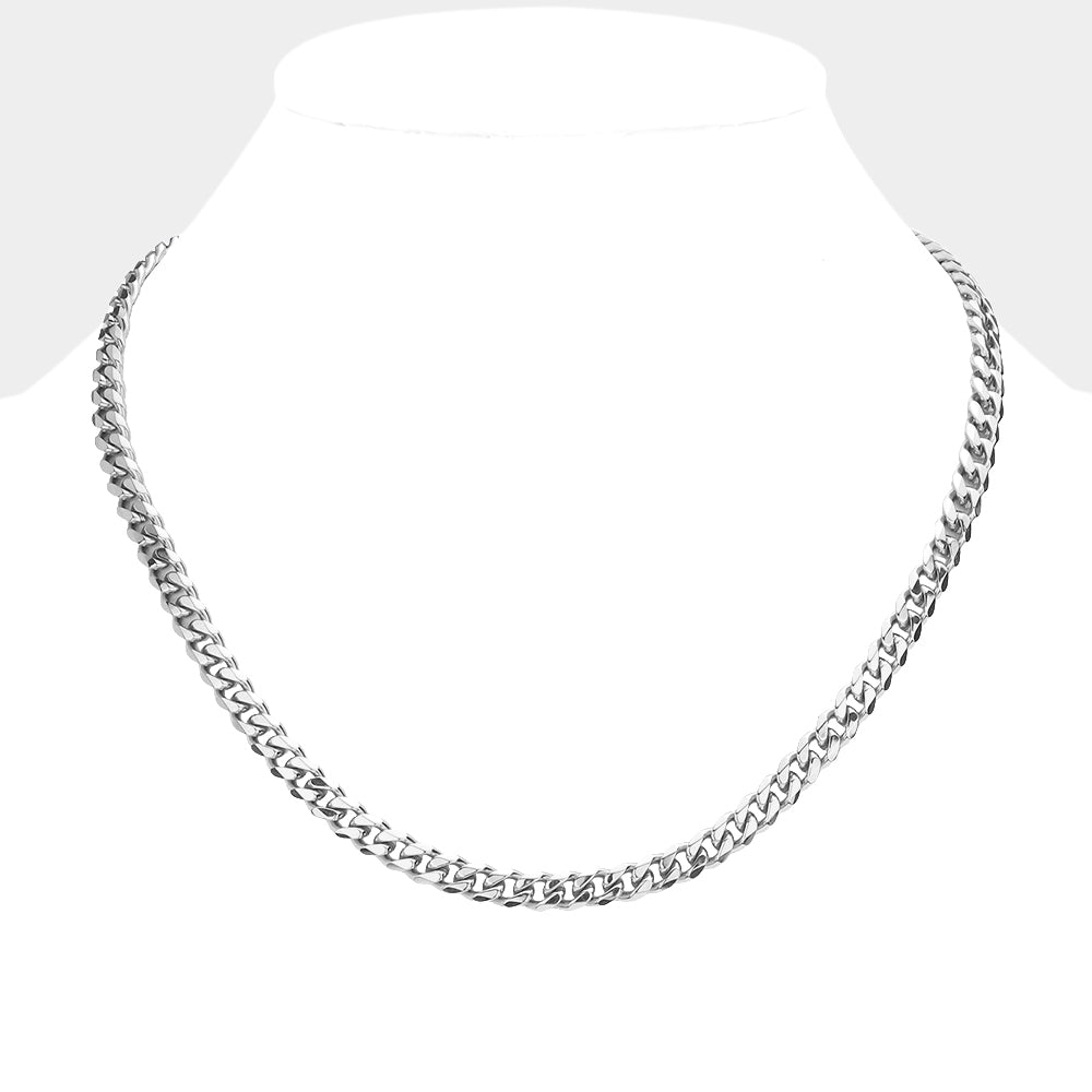 6 Diamond Cut Stainless Steel 18 Inch 6.2mm Cuban Metal Chain Necklace