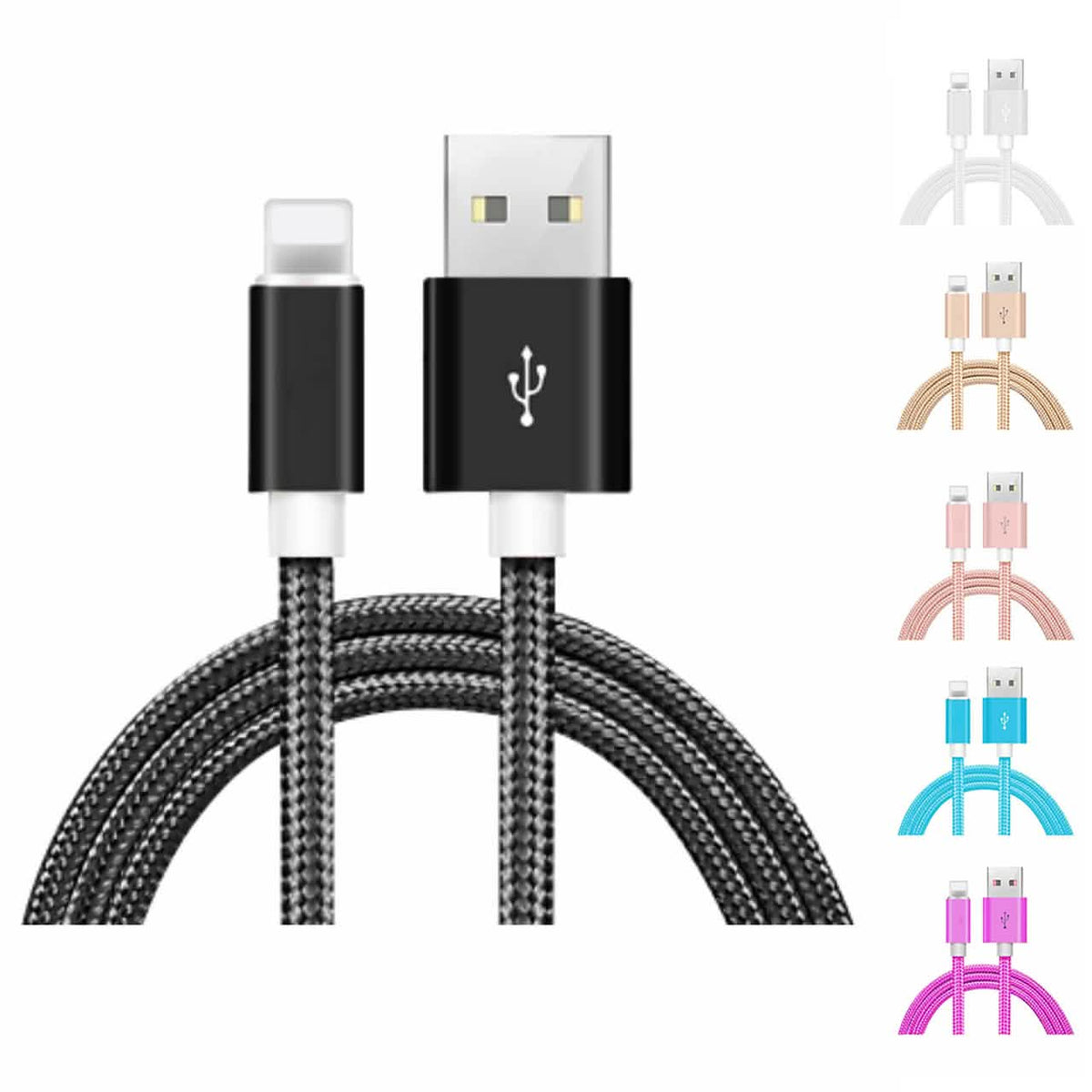 Paquete de 6: Cables Lightning trenzados de alta resistencia de 3 metros para dispositivos Apple