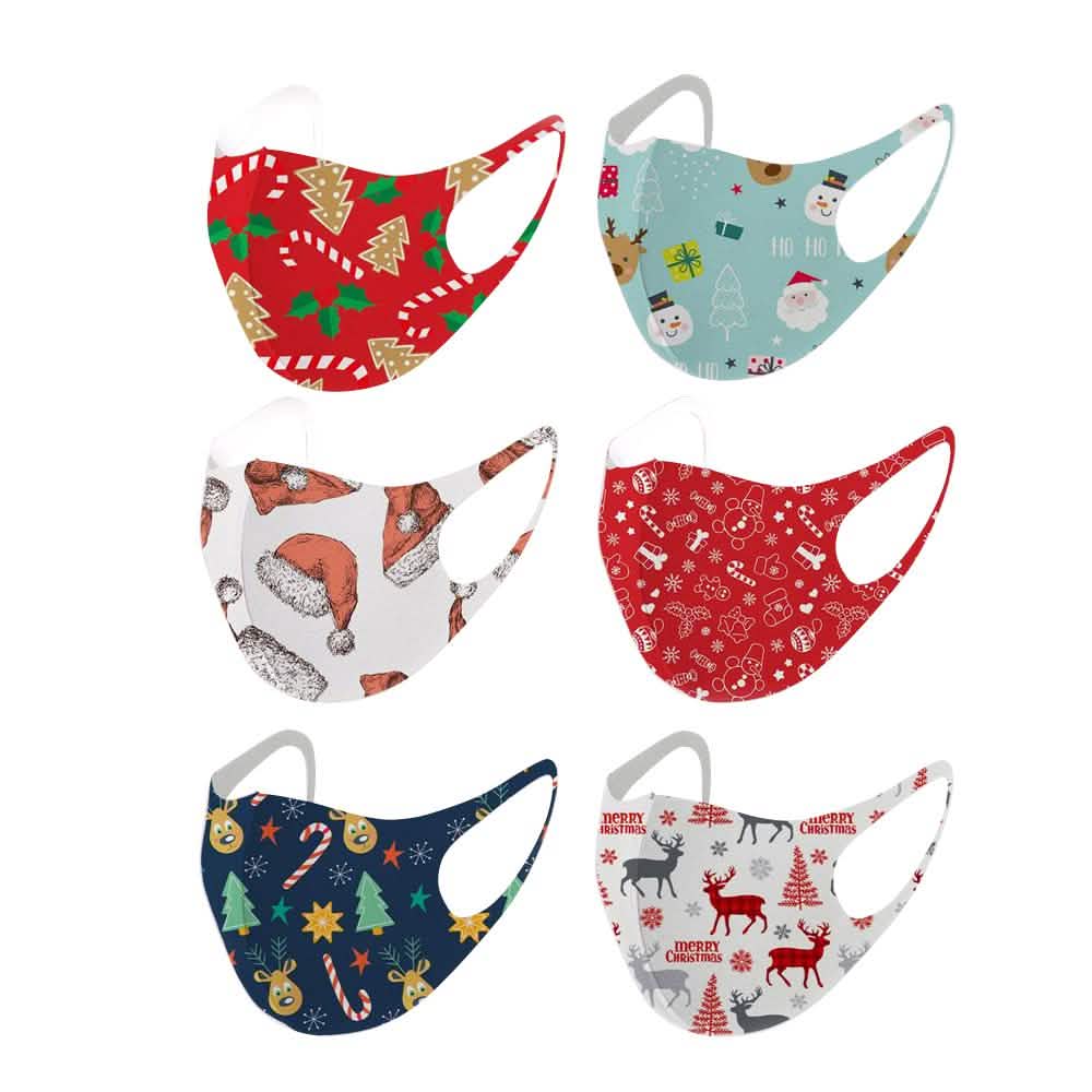 Paquete de 6: Mascarillas Reutilizables con Diseños Divertidos y Temática Navideña
