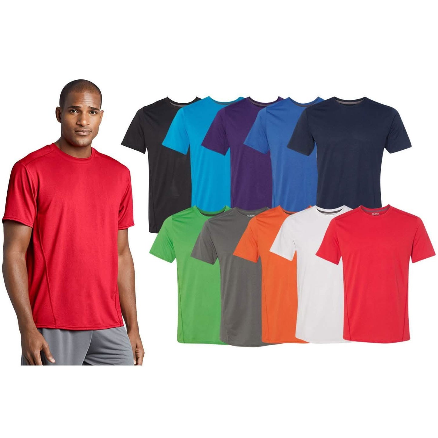 Paquete de 6: Camiseta técnica de rendimiento Gildan variada para hombre con control de humedad