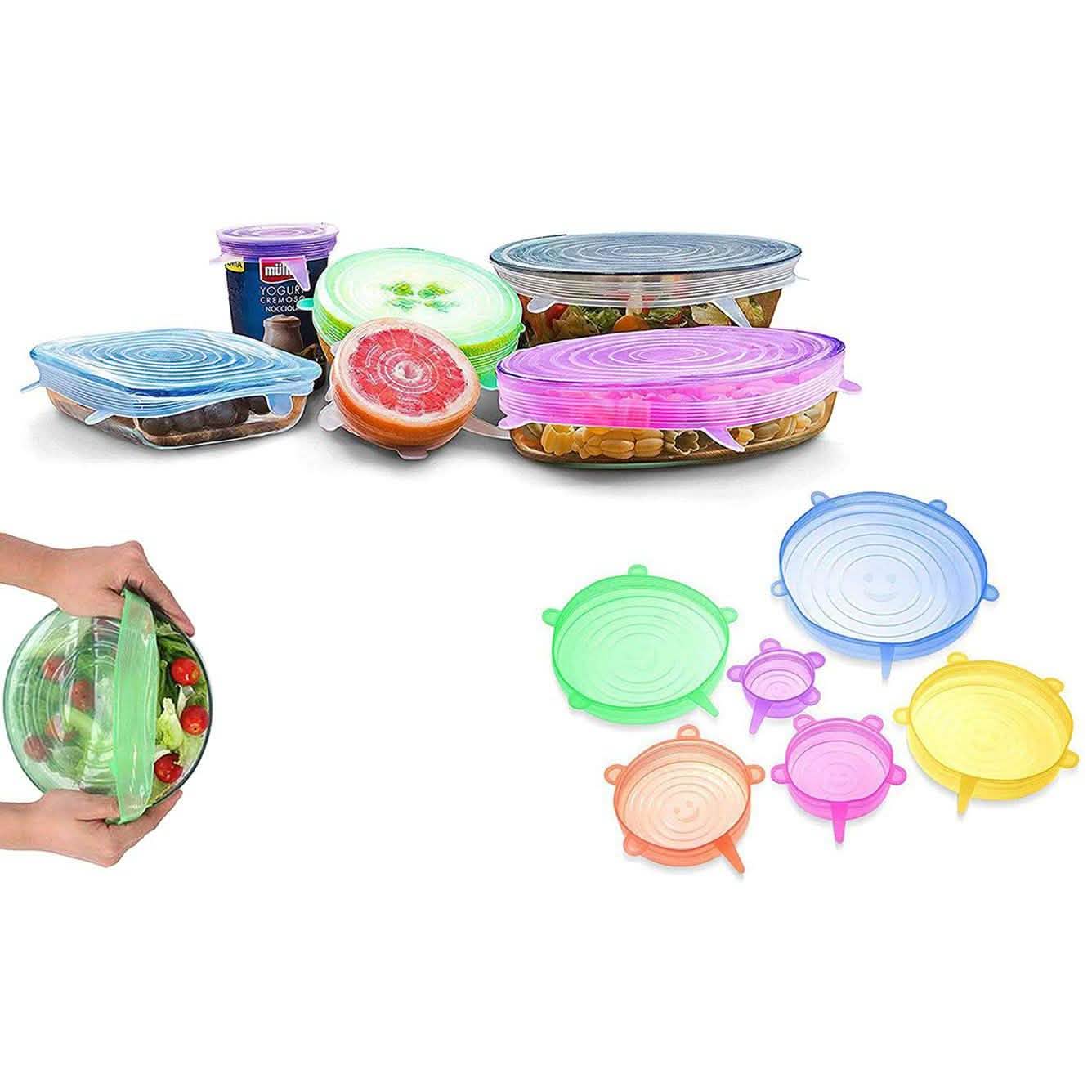 Paquete de 6: Tapas elásticas de silicona