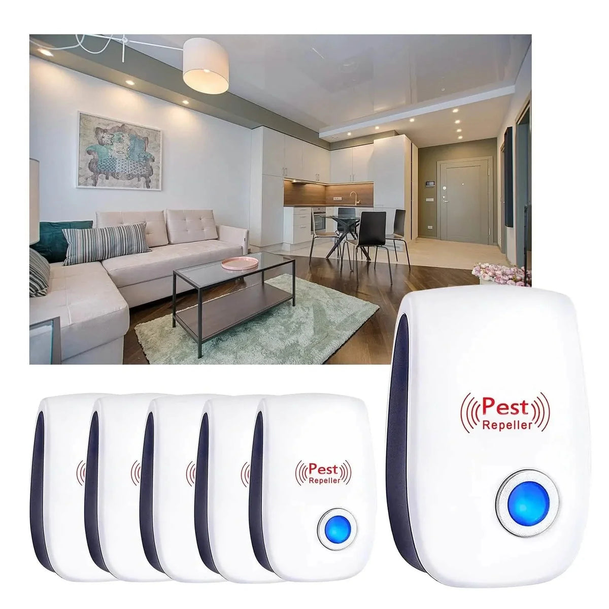 Paquete de 6: Ahuyentador Ultrasónico de Plagas, Control Electrónico de Plagas para Enchufar
