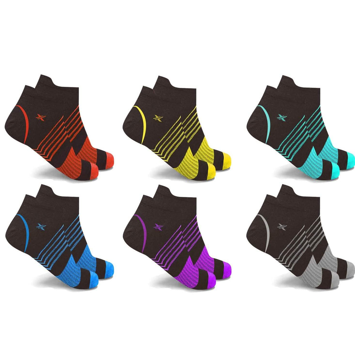 6 pares: calcetines de compresión hasta el tobillo Ultra V-Striped