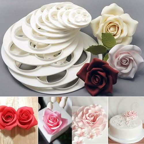 6 Piezas: Molde para Hornear Fondant Tarta Azúcar Rosa Flor Galleta