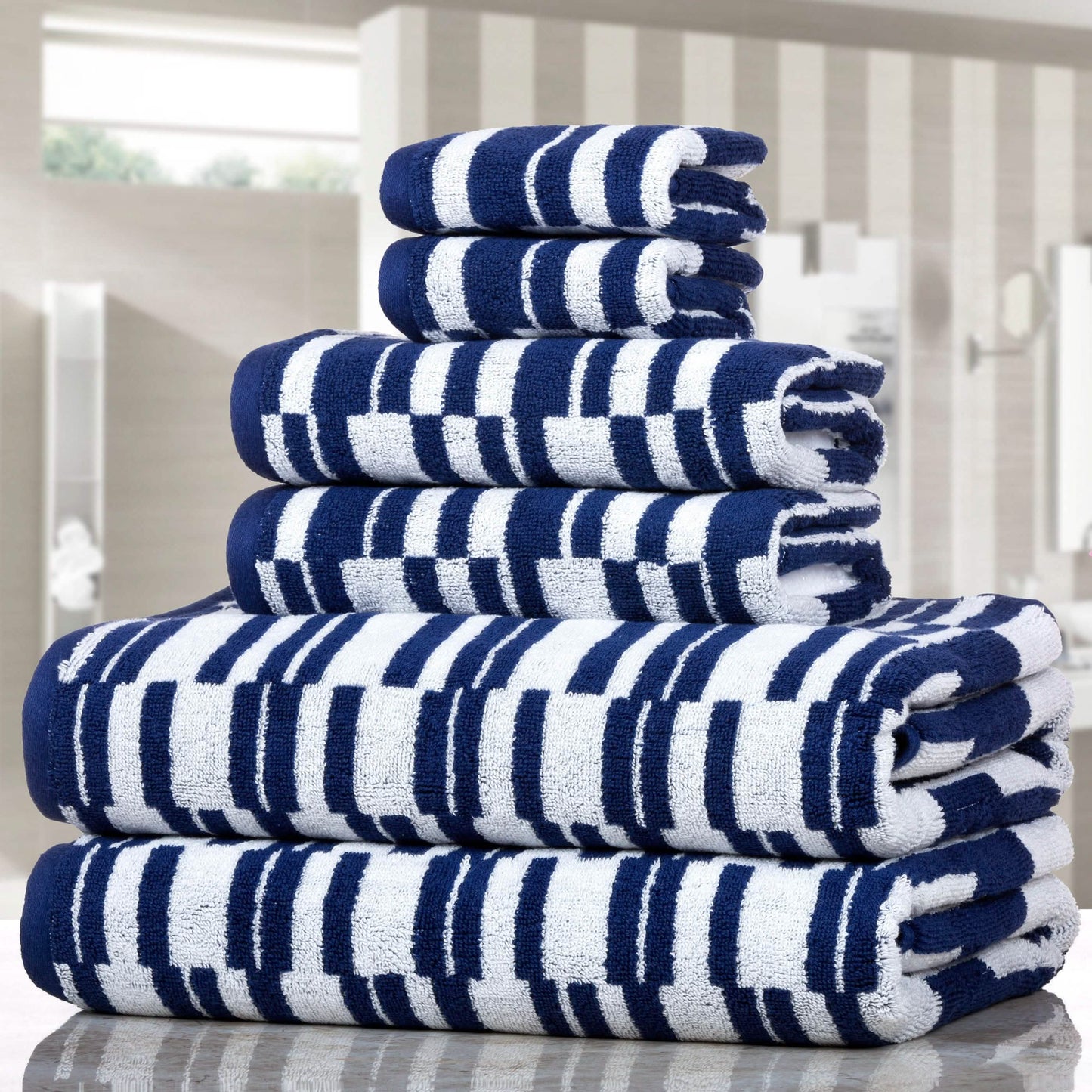 Juego de toallas de secado rápido CP Stratus Stripe de 6 piezas