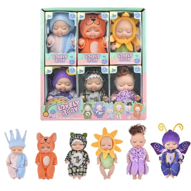 Juego de 6 piezas: Muñeca Dormida Princesa Niña Juguete Caja de Regalo Lindo Traje Variado Forma de Muñeca