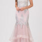 LIQUIDACIÓN - Vestido de Noche Strapless Bordado con Falda en Capas Eureka 6009 (Talla XL)