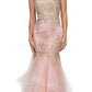 LIQUIDACIÓN - Vestido de Noche Strapless Bordado con Falda en Capas Eureka 6009 (Talla XL)