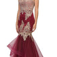 LIQUIDACIÓN - Vestido de Noche Strapless Bordado con Falda en Capas Eureka 6009 (Talla XL)