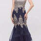 LIQUIDACIÓN - Vestido de Noche Strapless Bordado con Falda en Capas Eureka 6009 (Talla XL)